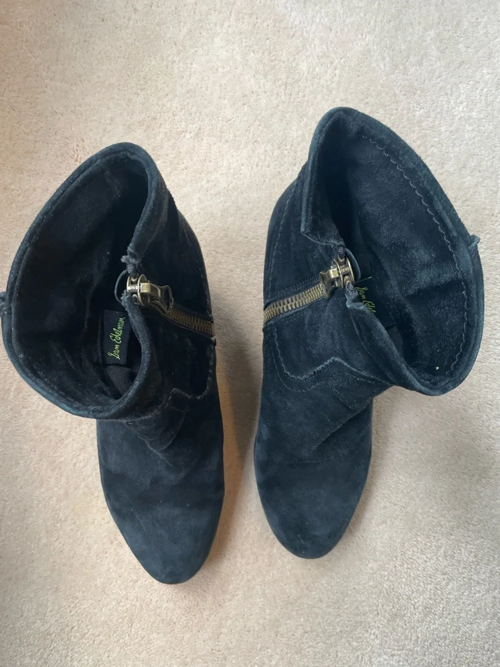 Sam Edelman Black Suede Fringe Ankle Boots